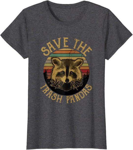 Retro Vintage Save The Trash Pandas Funny Raccoon Animal T-Shirt