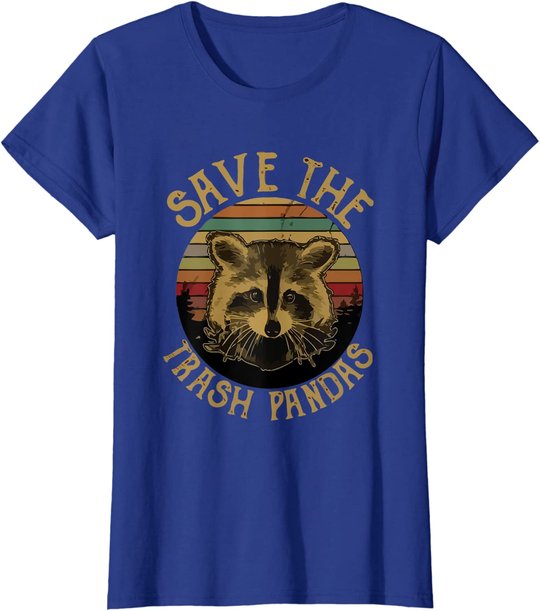 Retro Vintage Save The Trash Pandas Funny Raccoon Animal T-Shirt
