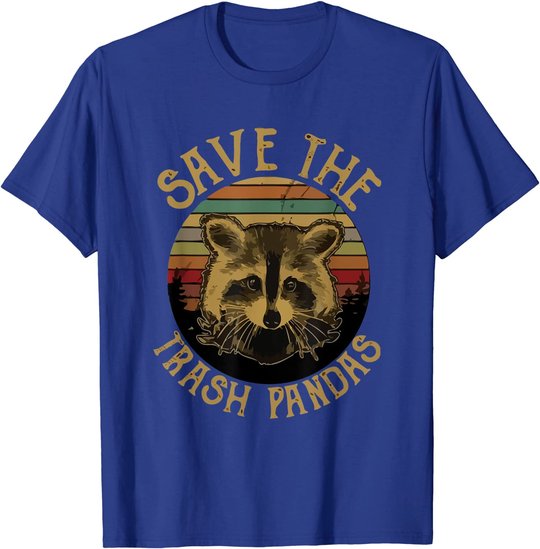 Retro Vintage Save The Trash Pandas Funny Raccoon Animal T-Shirt