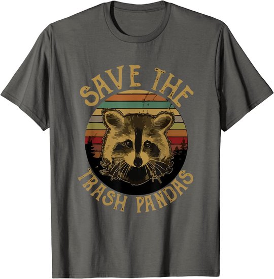 Retro Vintage Save The Trash Pandas Funny Raccoon Animal T-Shirt