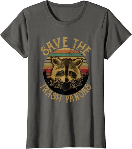 Retro Vintage Save The Trash Pandas Funny Raccoon Animal T-Shirt
