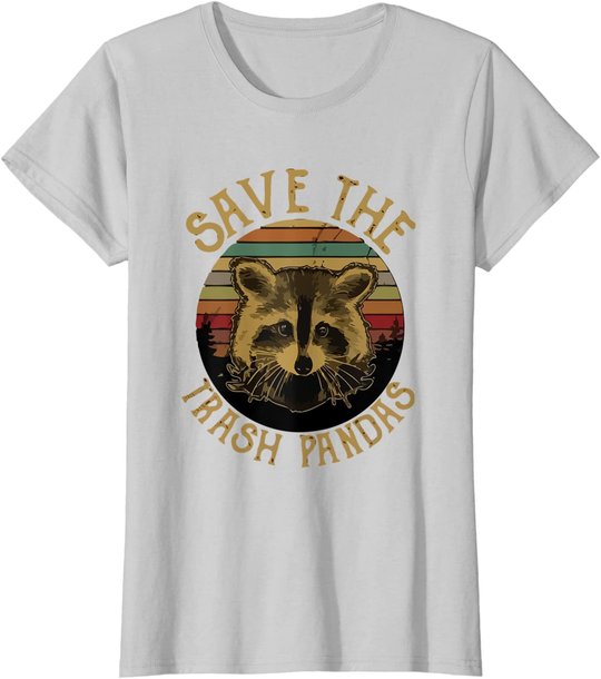 Retro Vintage Save The Trash Pandas Funny Raccoon Animal T-Shirt