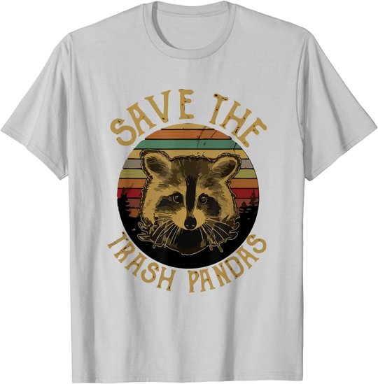 Retro Vintage Save The Trash Pandas Funny Raccoon Animal T-Shirt