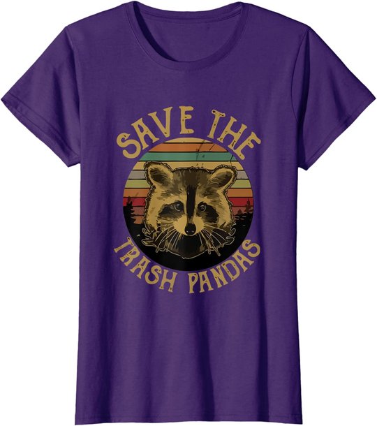Retro Vintage Save The Trash Pandas Funny Raccoon Animal T-Shirt