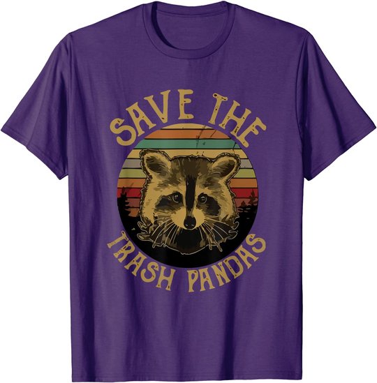 Retro Vintage Save The Trash Pandas Funny Raccoon Animal T-Shirt