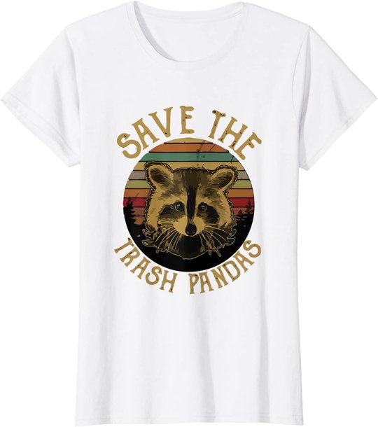 Retro Vintage Save The Trash Pandas Funny Raccoon Animal T-Shirt