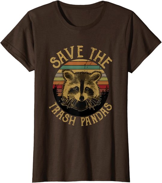 Retro Vintage Save The Trash Pandas Funny Raccoon Animal T-Shirt