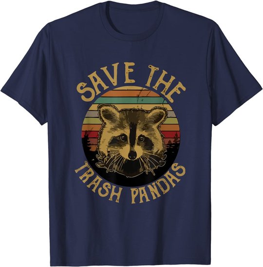 Retro Vintage Save The Trash Pandas Funny Raccoon Animal T-Shirt
