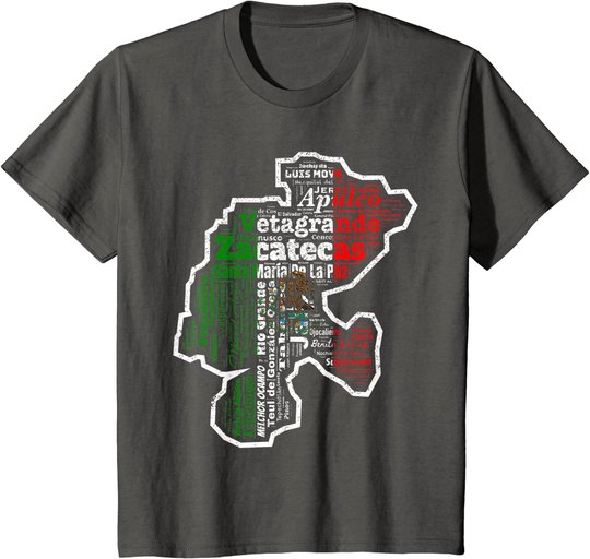 Zacatecas Mexico Mapa Bandera Mexicana State T-Shirt