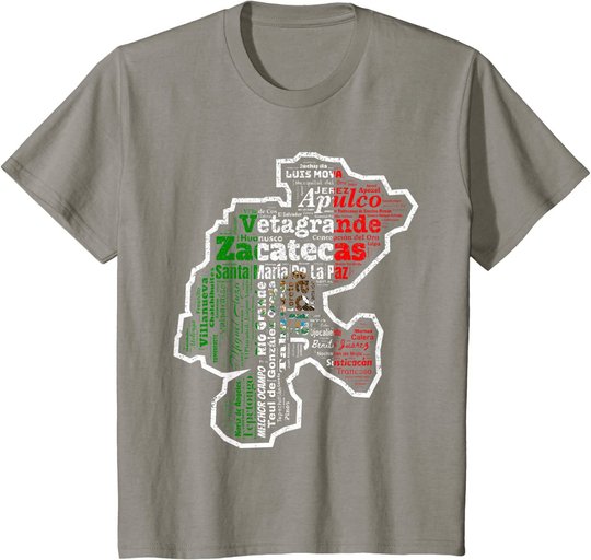 Zacatecas Mexico Mapa Bandera Mexicana State T-Shirt
