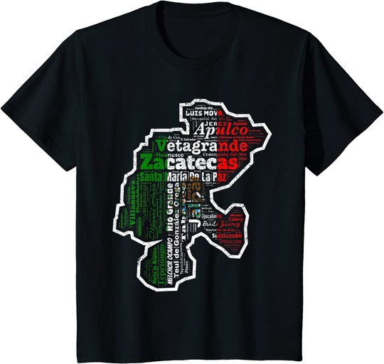 Zacatecas Mexico Mapa Bandera Mexicana State T-Shirt