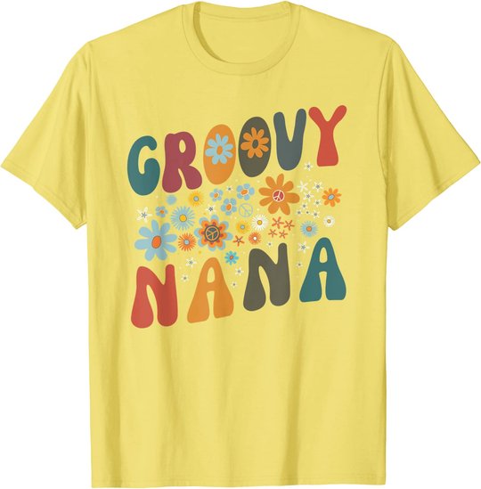 Groovy Nana Retro Colorful Flowers Design Grandma T-Shirt