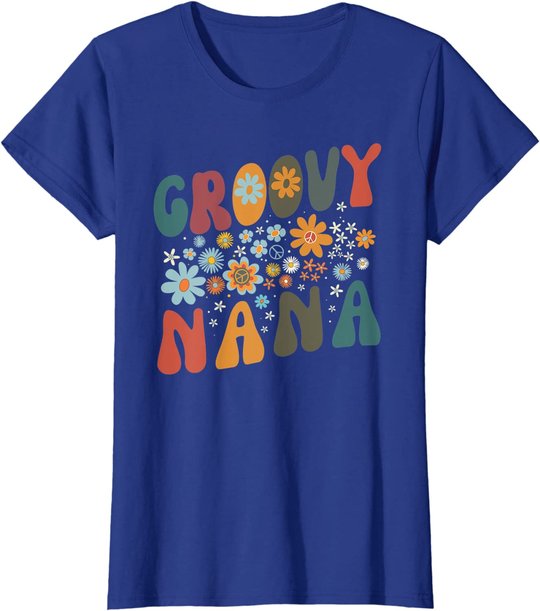 Groovy Nana Retro Colorful Flowers Design Grandma T-Shirt
