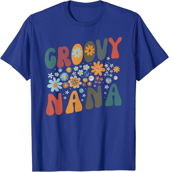 Groovy Nana Retro Colorful Flowers Design Grandma T-Shirt