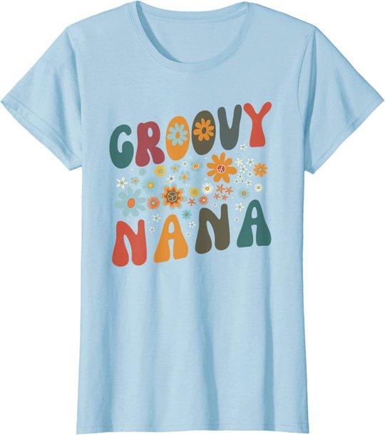 Groovy Nana Retro Colorful Flowers Design Grandma T-Shirt