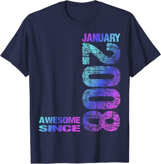 Awesome Since January 2008 15th Birthday Born 2008 T-Shirt
