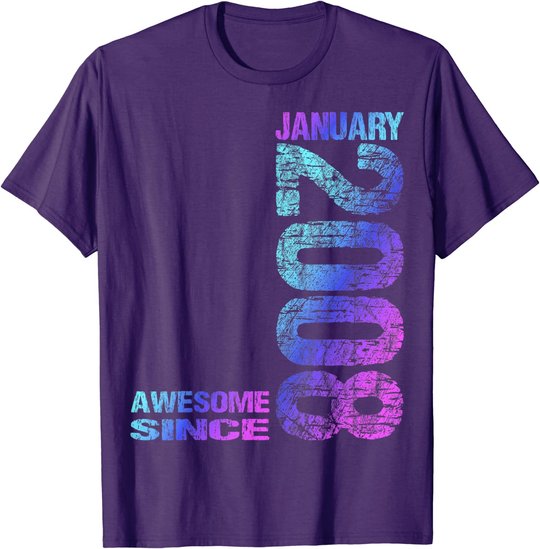 Awesome Since January 2008 15th Birthday Born 2008 T-Shirt