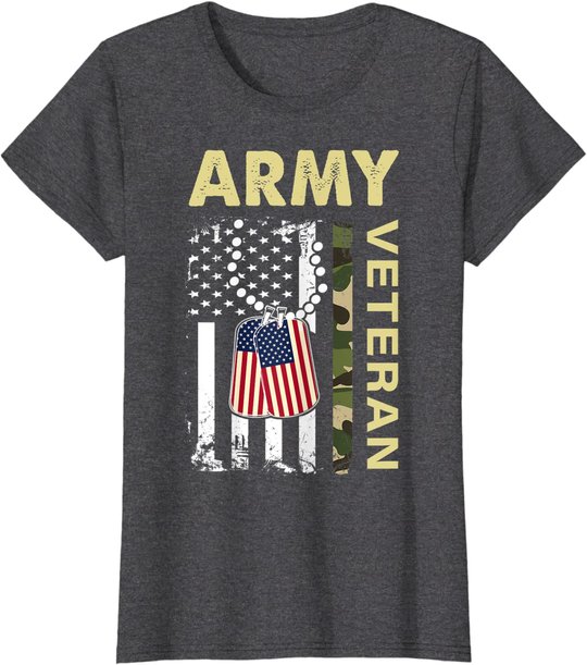 Vintage Army Shirt Veteran Day American Flag Women Men T-Shirt