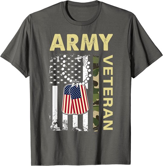 Vintage Army Shirt Veteran Day American Flag Women Men T-Shirt