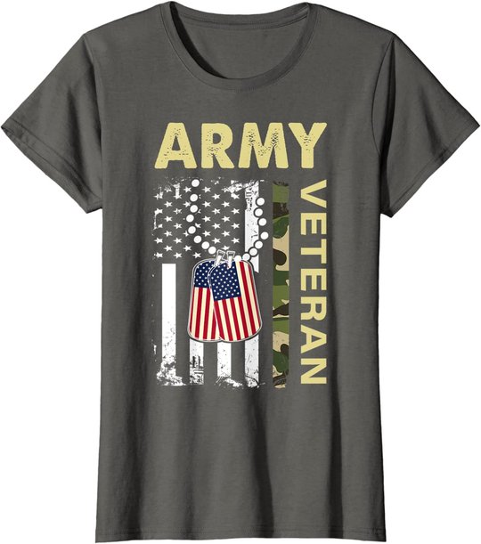 Vintage Army Shirt Veteran Day American Flag Women Men T-Shirt