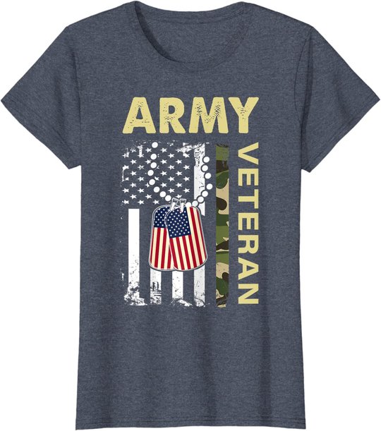 Vintage Army Shirt Veteran Day American Flag Women Men T-Shirt