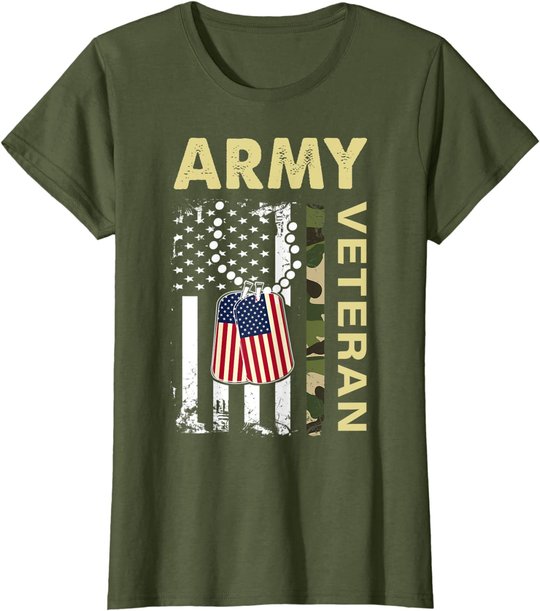 Vintage Army Shirt Veteran Day American Flag Women Men T-Shirt