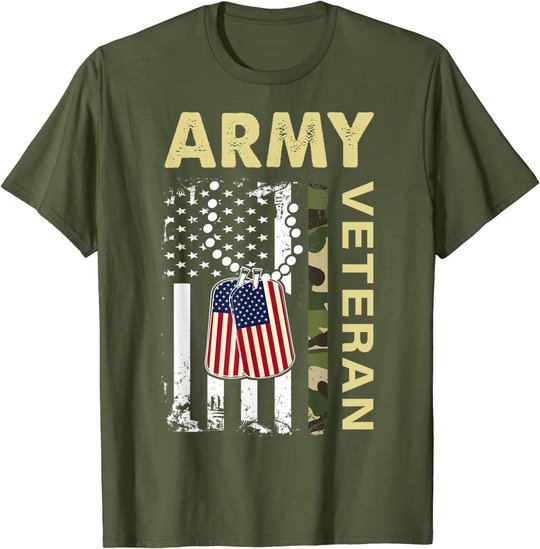 Vintage Army Shirt Veteran Day American Flag Women Men T-Shirt
