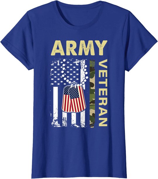Vintage Army Shirt Veteran Day American Flag Women Men T-Shirt