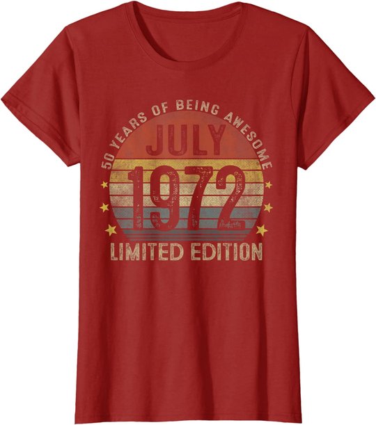 July 1972 Vintage 50th Birthday 50 Year Old Gifts For Men T-Shirt