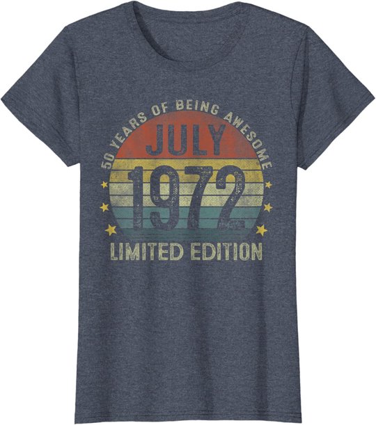 July 1972 Vintage 50th Birthday 50 Year Old Gifts For Men T-Shirt