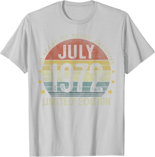 July 1972 Vintage 50th Birthday 50 Year Old Gifts For Men T-Shirt