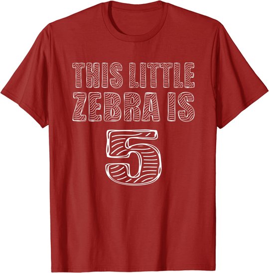 This Little Zebra Is 5 Years Old 5th Birthday Zoo Party T-Shirt