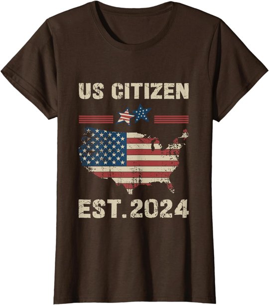 Us Citizen Est 2024 Immigrant New American Citizenship Party T-Shirt
