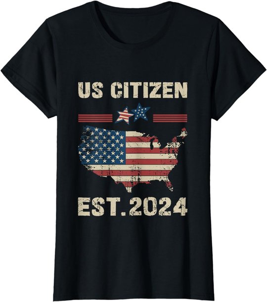 Us Citizen Est 2024 Immigrant New American Citizenship Party T-Shirt