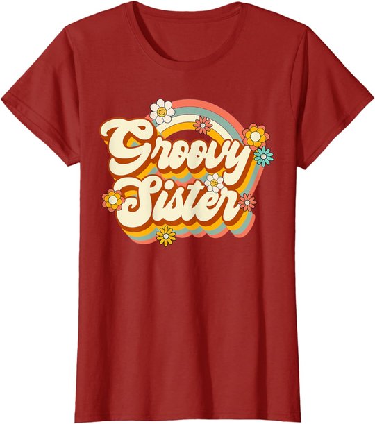 Retro Groovy Sister Family Birthday 60s 70s Hippie Costume T-Shirt