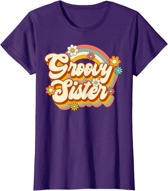 Retro Groovy Sister Family Birthday 60s 70s Hippie Costume T-Shirt