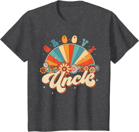 Groovy Uncle Retro Rainbow Floral 60s 70s Hippie Costume T-Shirt