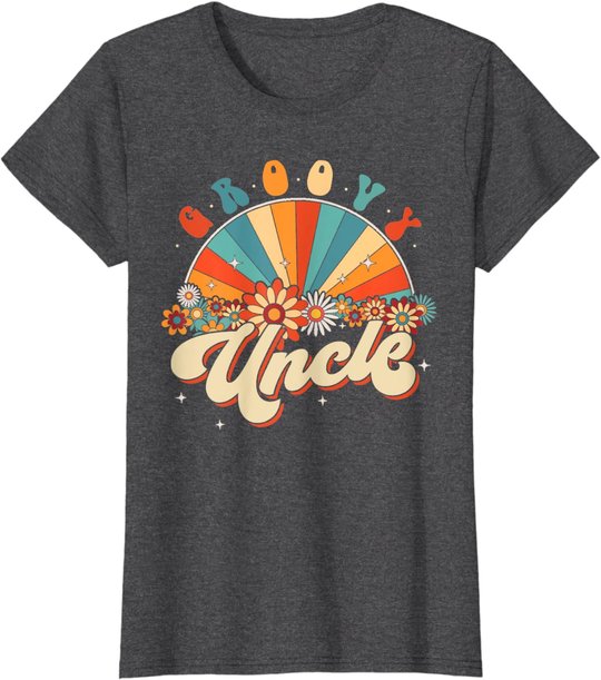 Groovy Uncle Retro Rainbow Floral 60s 70s Hippie Costume T-Shirt