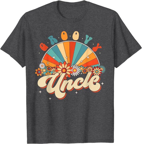 Groovy Uncle Retro Rainbow Floral 60s 70s Hippie Costume T-Shirt