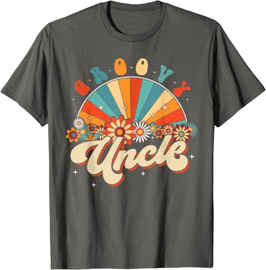 Groovy Uncle Retro Rainbow Floral 60s 70s Hippie Costume T-Shirt