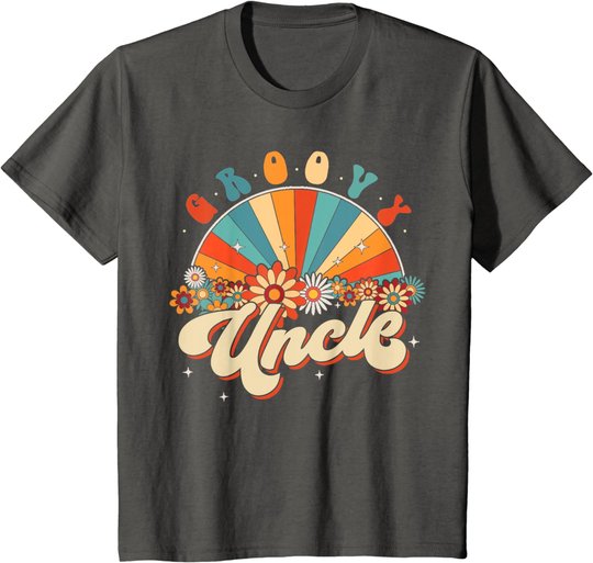 Groovy Uncle Retro Rainbow Floral 60s 70s Hippie Costume T-Shirt