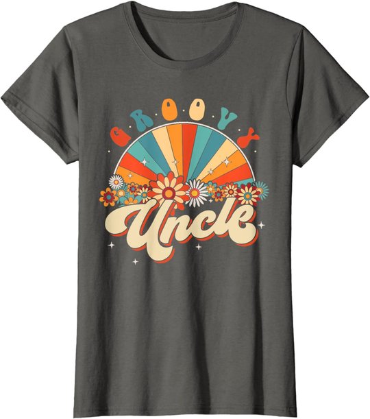 Groovy Uncle Retro Rainbow Floral 60s 70s Hippie Costume T-Shirt