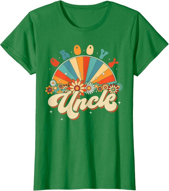 Groovy Uncle Retro Rainbow Floral 60s 70s Hippie Costume T-Shirt