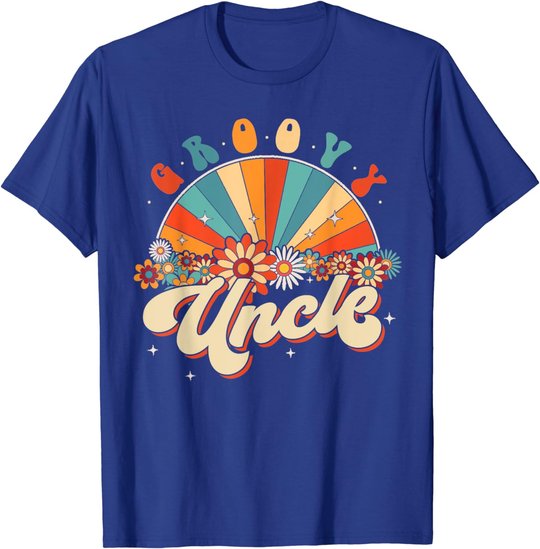 Groovy Uncle Retro Rainbow Floral 60s 70s Hippie Costume T-Shirt