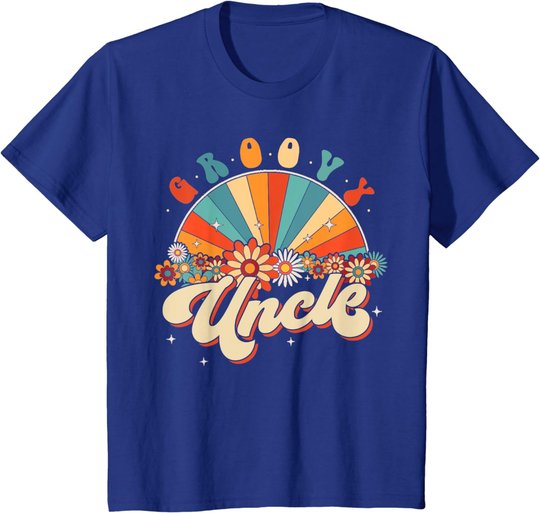 Groovy Uncle Retro Rainbow Floral 60s 70s Hippie Costume T-Shirt