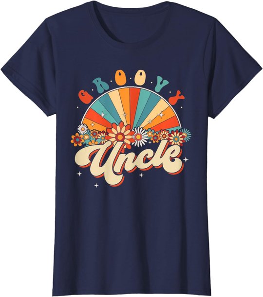 Groovy Uncle Retro Rainbow Floral 60s 70s Hippie Costume T-Shirt