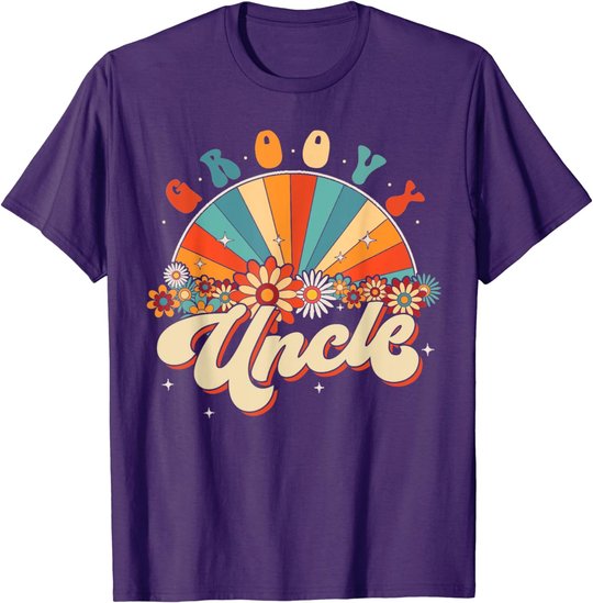 Groovy Uncle Retro Rainbow Floral 60s 70s Hippie Costume T-Shirt