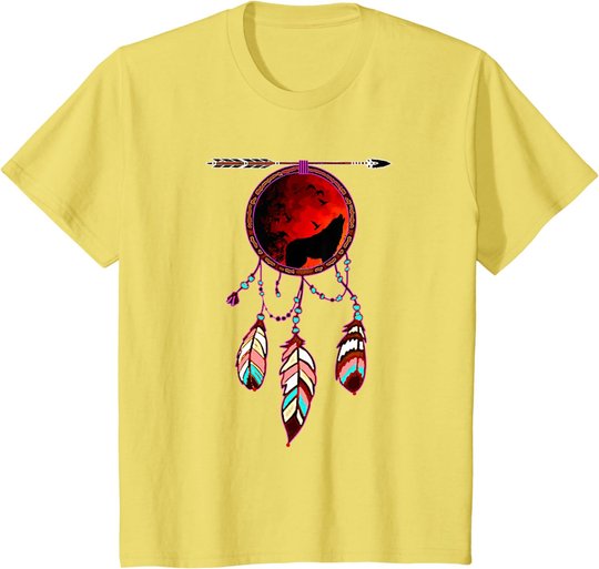 Native American Timber Wolf Dream Catcher Indian Tribal Gift T-Shirt