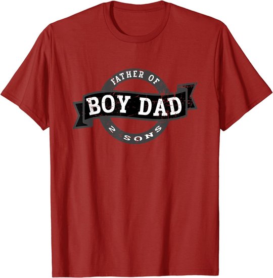 Boy Dad Father Of 2 Sons - Vintage Best Dad Design T-Shirt