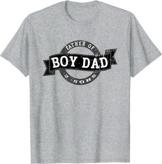 Boy Dad Father Of 2 Sons - Vintage Best Dad Design T-Shirt
